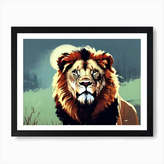 Lion In The Grass 1 Art Print Framed Wall Art Poster Canvas Print Picture