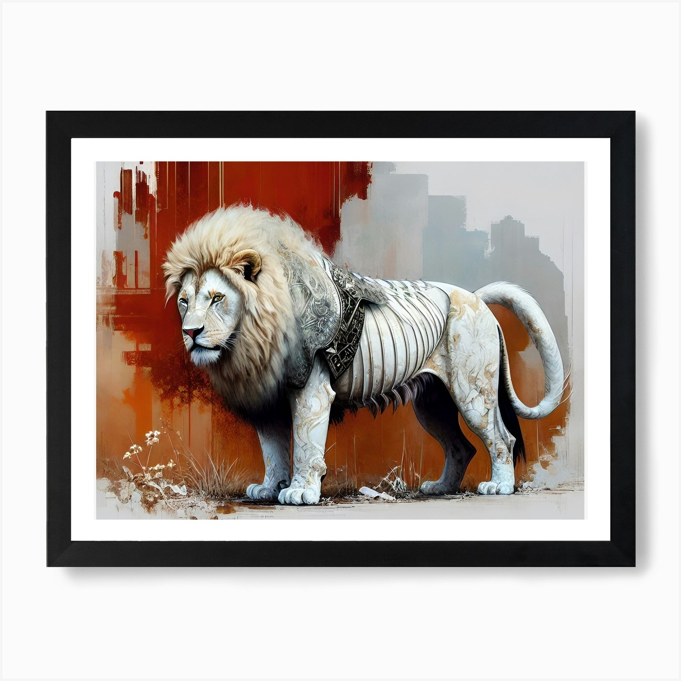 Lion In The City 8 Art Print Framed Wall Art Poster Canvas Print Picture