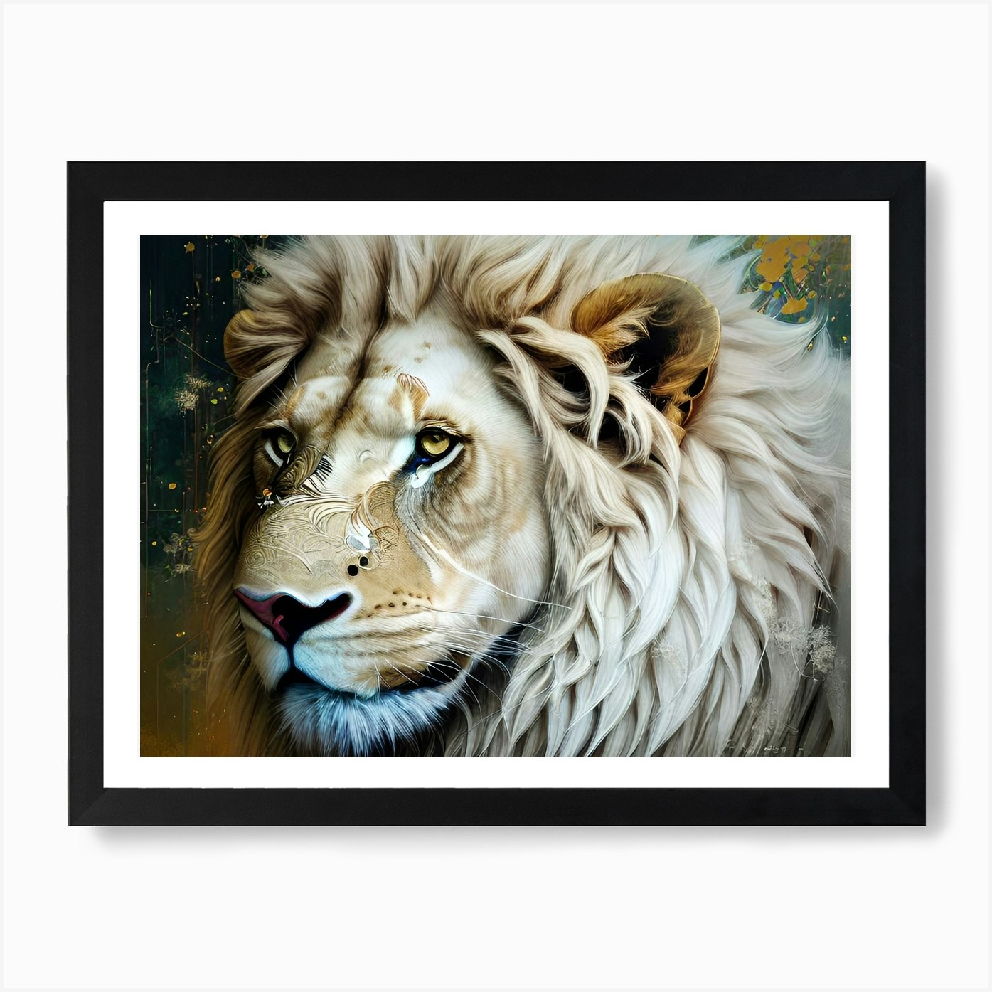 White Lion 16 Art Print Framed Wall Art Poster Canvas Print Picture