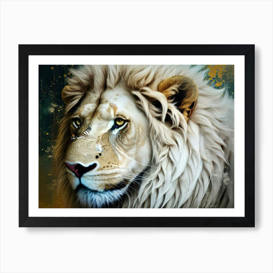 White Lion 16 Art Print Framed Wall Art Poster Canvas Print Picture