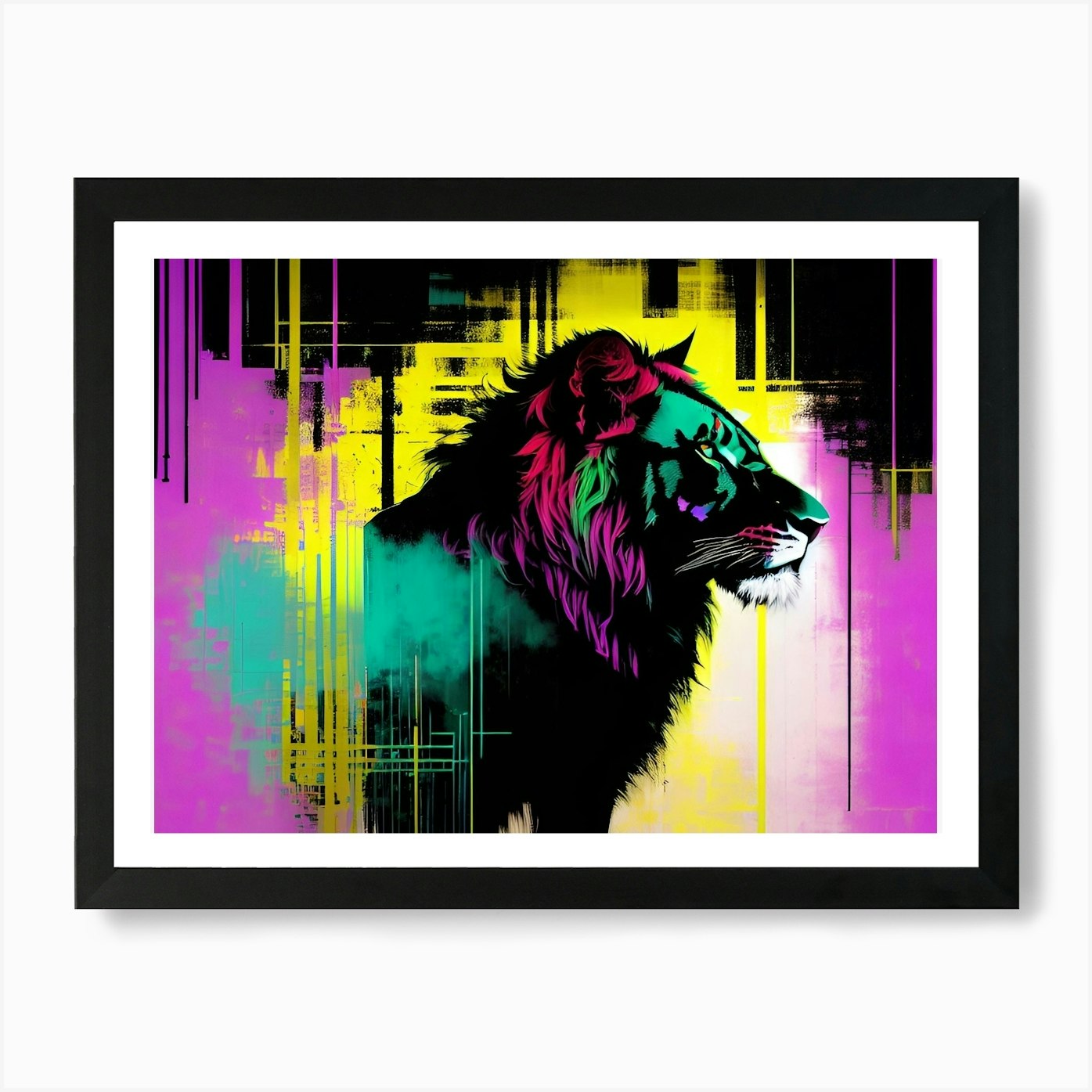 Lion neon 1 Art Print Framed Wall Art Poster Canvas Print Picture