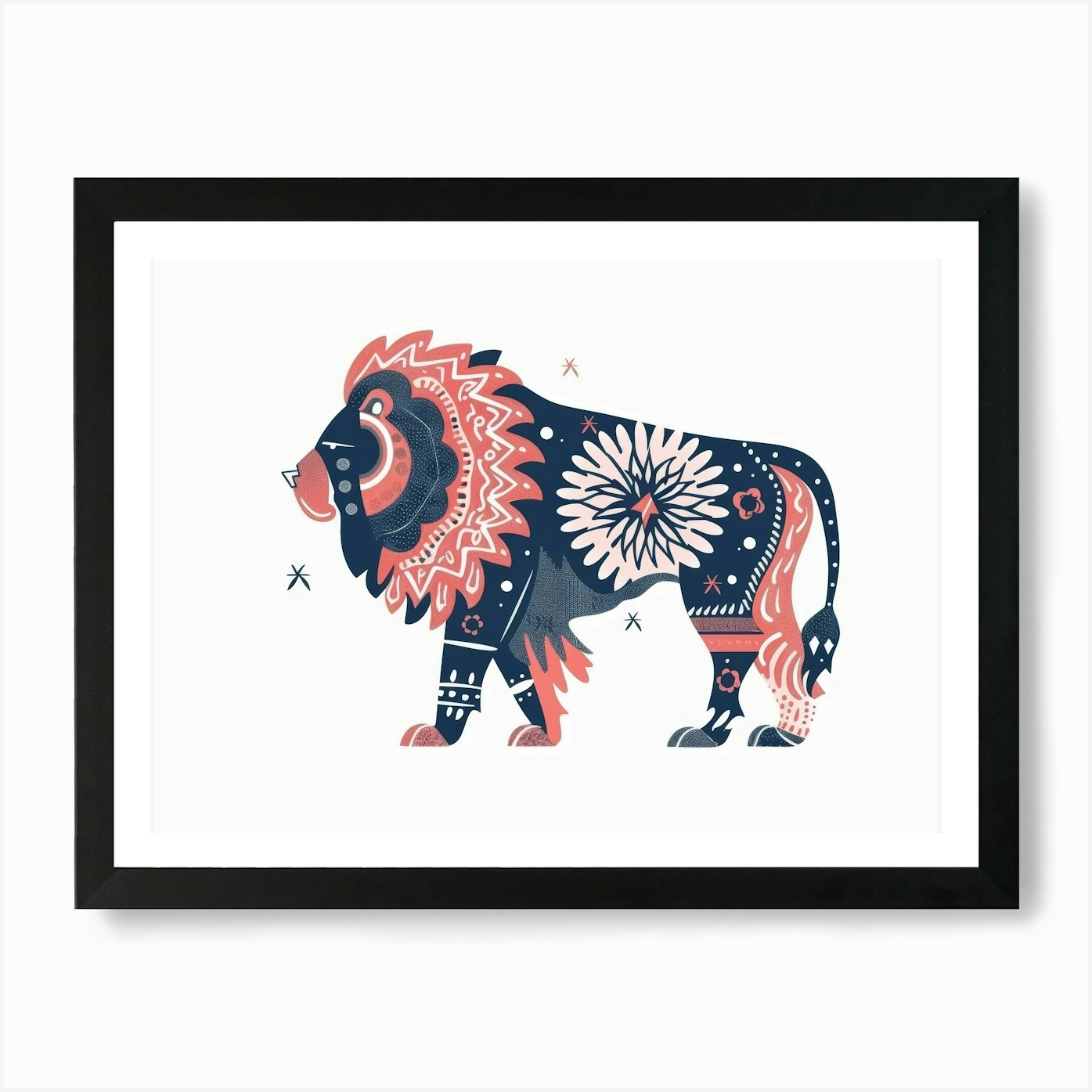 Lion Illustration 4 Art Print Framed Wall Art Poster Canvas Print Picture