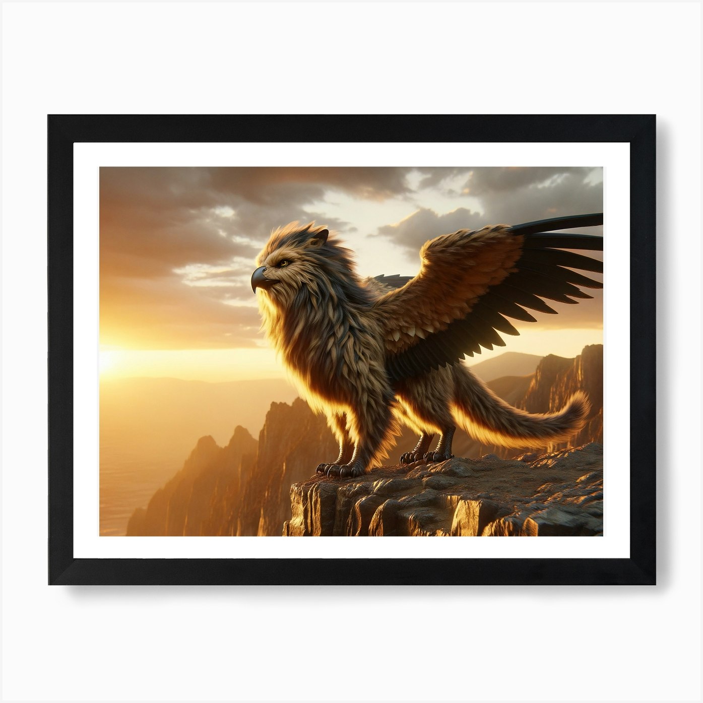 Lion-Bird Throning Fantasy Art Prin Framed Wall Art Poster Canvas Print Picture