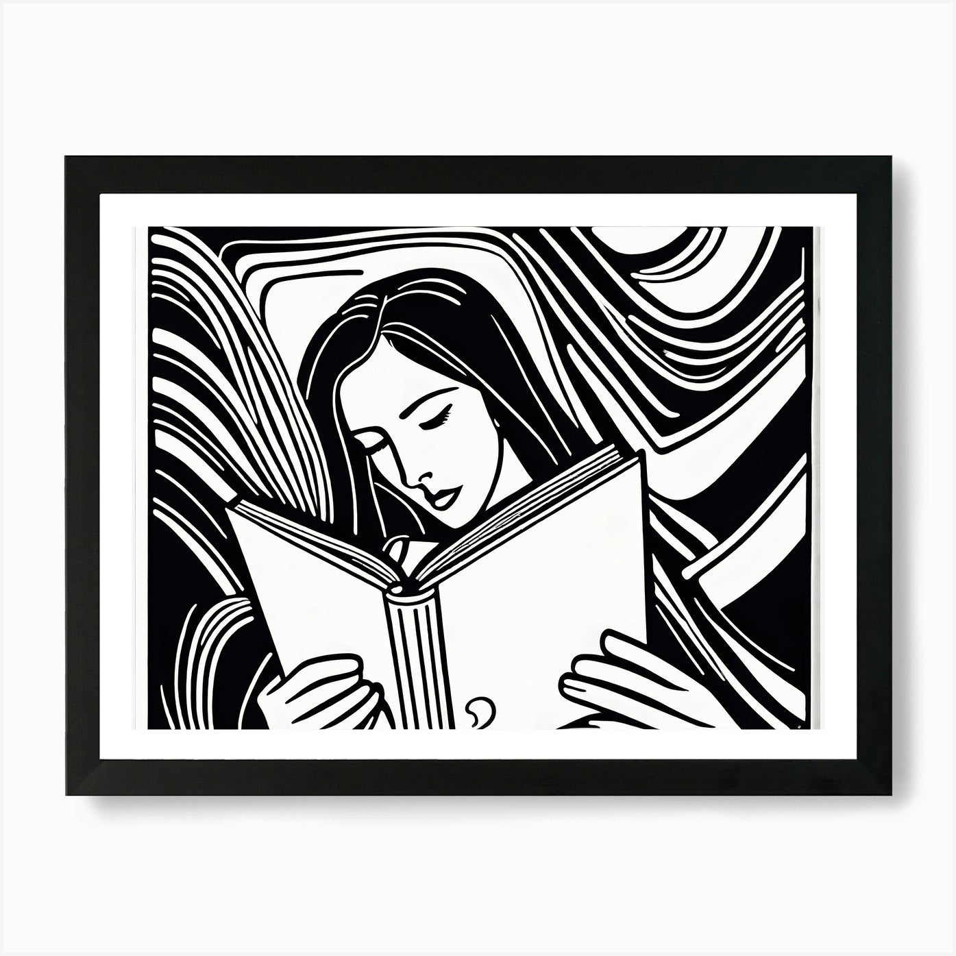 Just a girl who loves to read, Lion Framed Wall Art Poster Canvas Print Picture