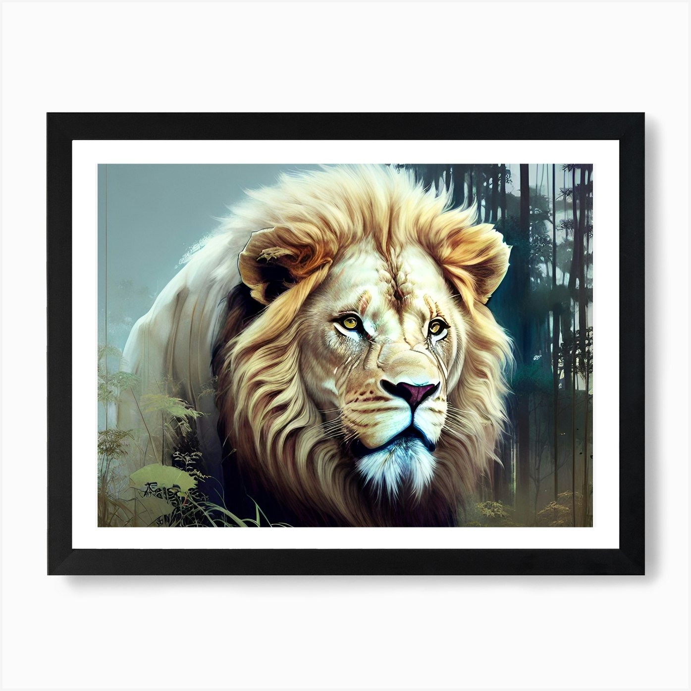 Lion In The Forest 57 Art Print Framed Wall Art Poster Canvas Print Picture