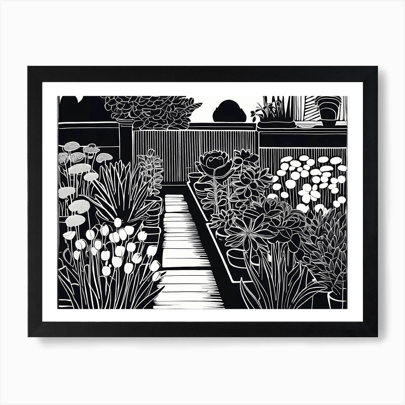Lion cut inspired Black and white G Framed Wall Art Poster Canvas Print Picture