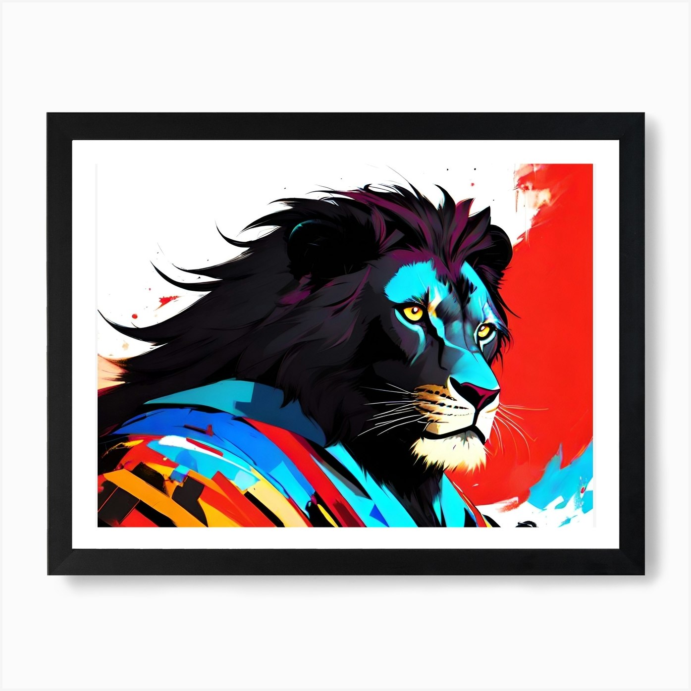 Lion colorful 1 Art Print Framed Wall Art Poster Canvas Print Picture