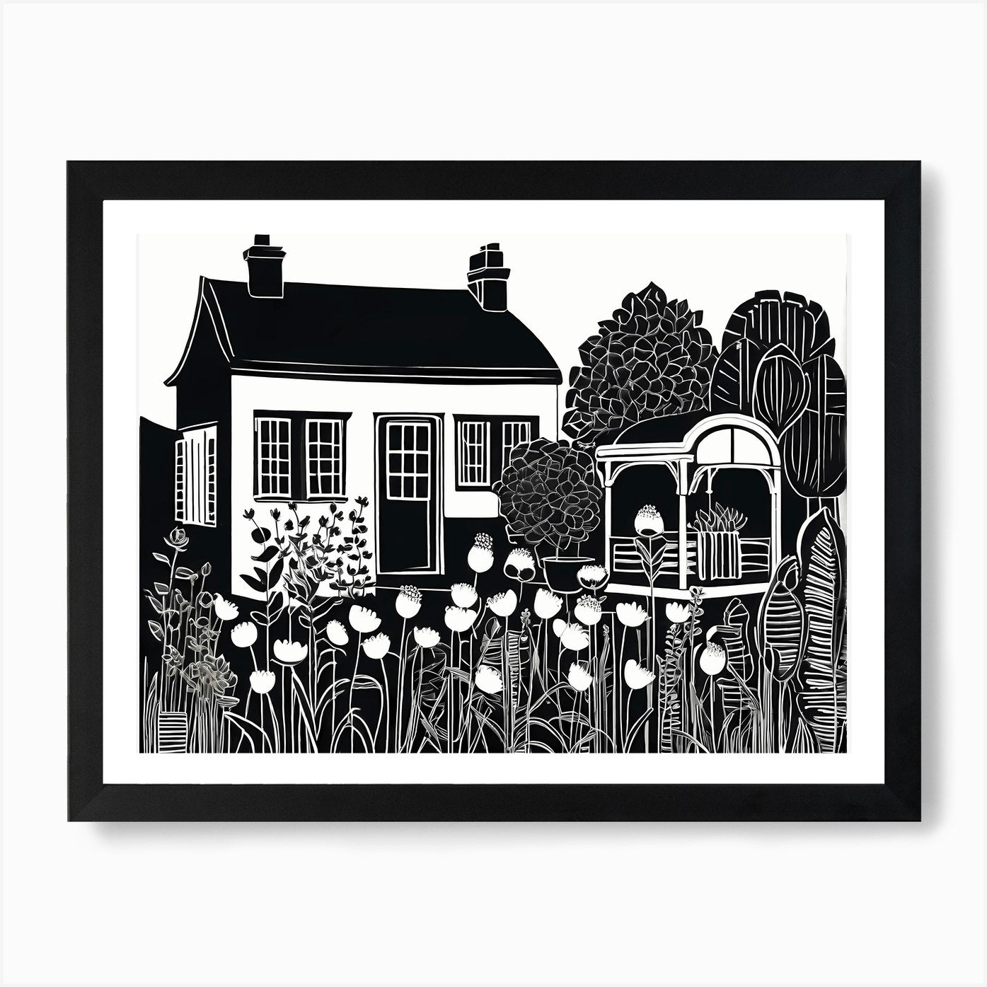 Lion cut inspired Black and white G Framed Wall Art Poster Canvas Print Picture