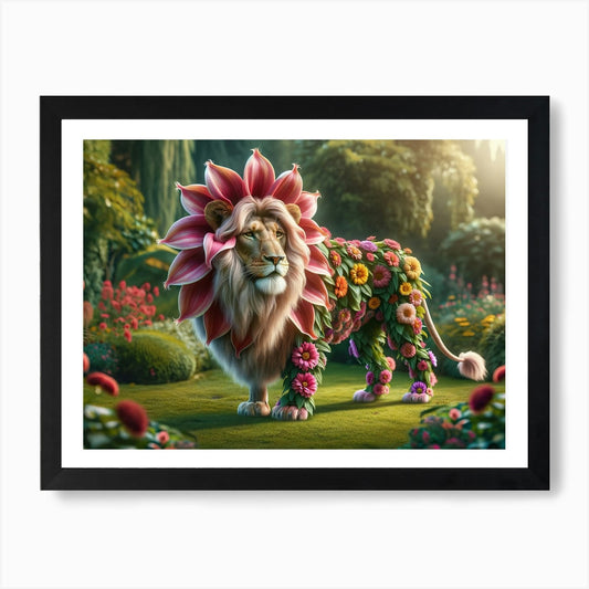 Beautiful Lion-Flower Fatasy Art Pr Framed Wall Art Poster Canvas Print Picture