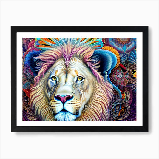 Psychedelic Lion Art Print Framed Wall Art Poster Canvas Print Picture