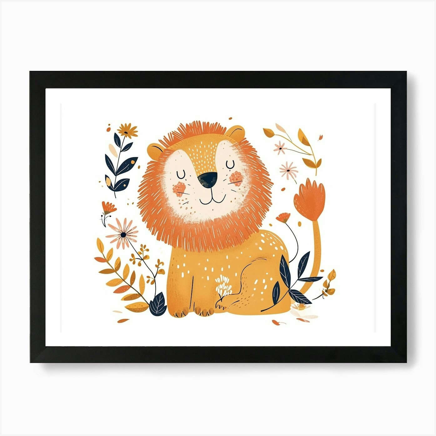 Little Floral Sea Lion 1 Art Print Framed Wall Art Poster Canvas Print Picture