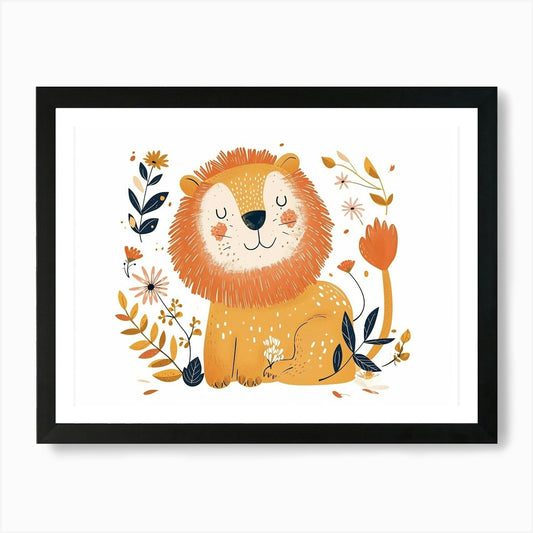 Little Floral Sea Lion 1 Art Print Framed Wall Art Poster Canvas Print Picture