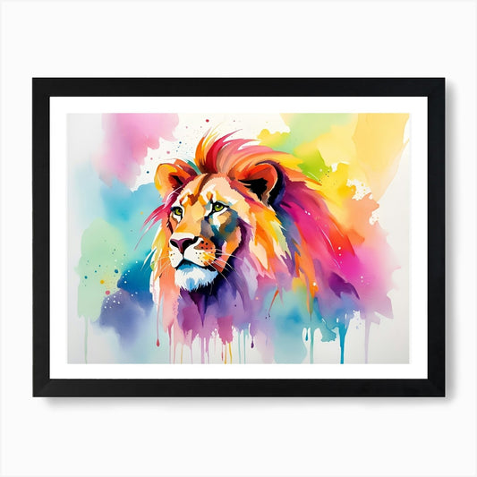 Colorful Lion Painting 5 Art Print Framed Wall Art Poster Canvas Print Picture