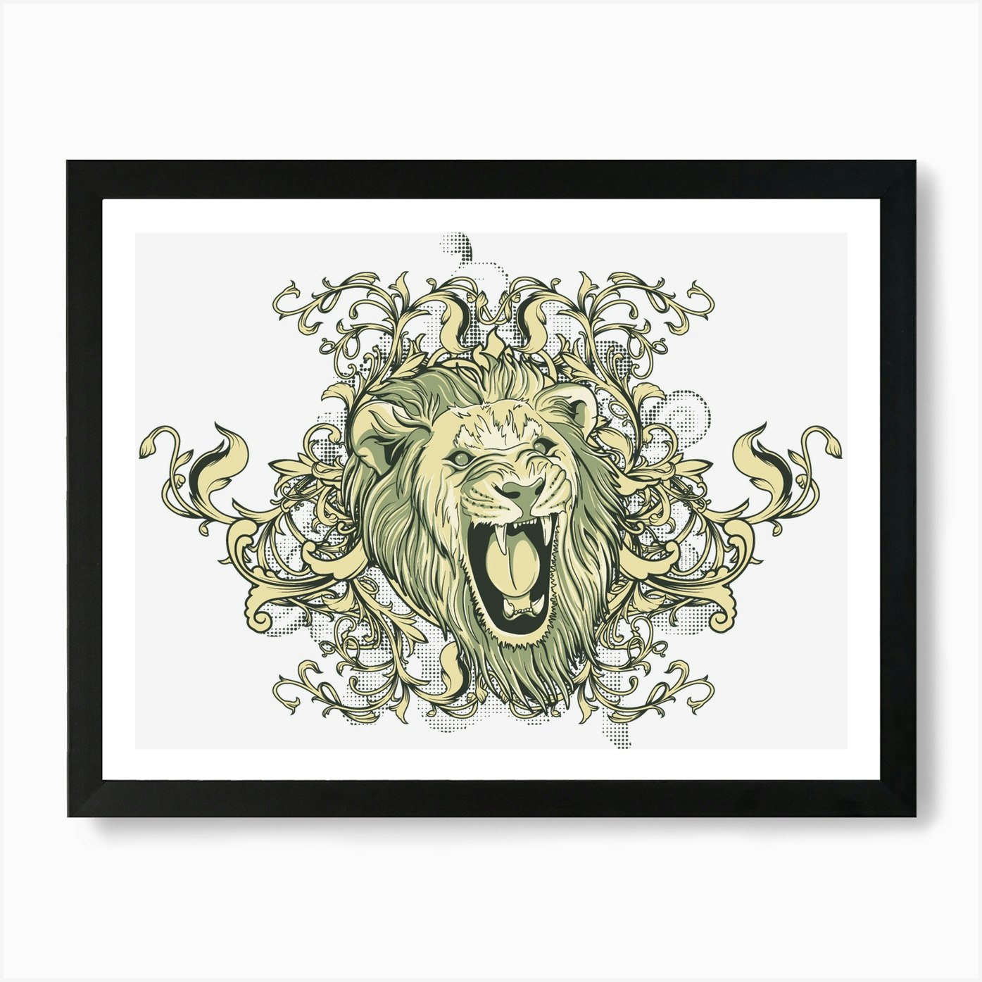 Lion Head Visual Art Art Print Framed Wall Art Poster Canvas Print Picture