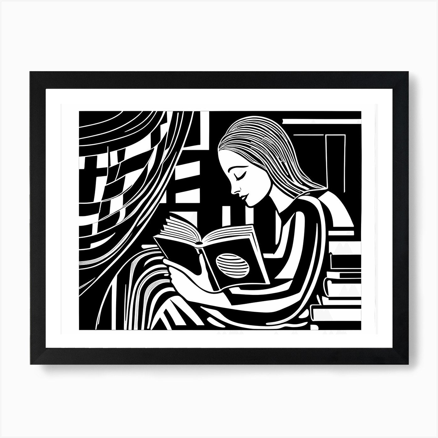 Just a girl who loves to read, Lion Framed Wall Art Poster Canvas Print Picture