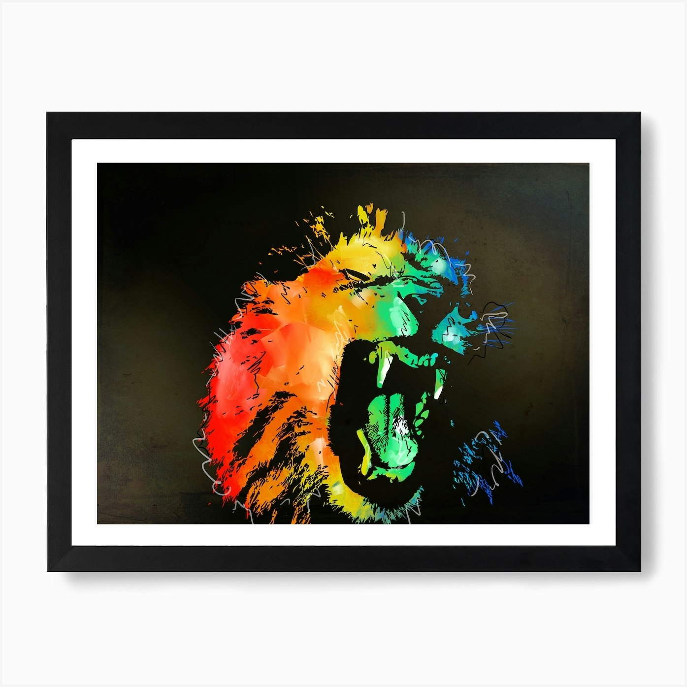 Lion Art Illustration In A Photomon Framed Wall Art Poster Canvas Print Picture