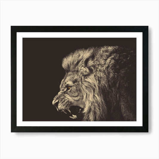 Angry Male Lion Art Print Framed Wall Art Poster Canvas Print Picture