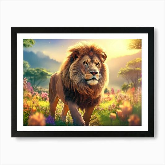 Majestic Lion 04 - AfriDesigns Art  Framed Wall Art Poster Canvas Print Picture