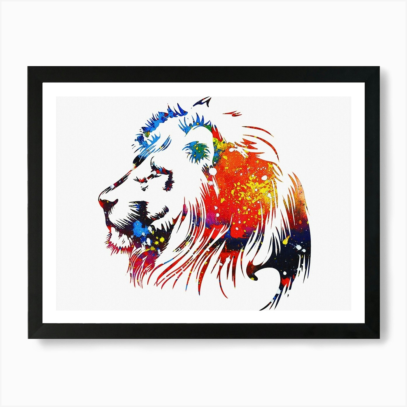 Animal Negative Space ― Lion Art Pr Framed Wall Art Poster Canvas Print Picture