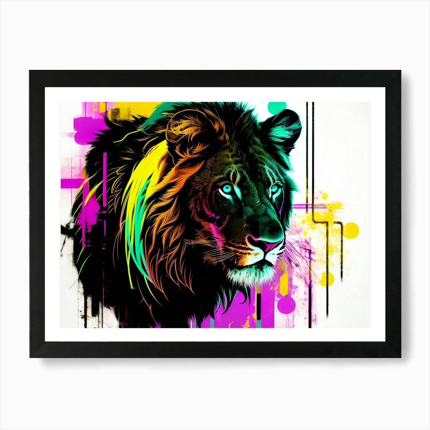 Colorful Lion 17 Art Print Framed Wall Art Poster Canvas Print Picture