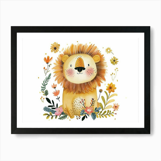 Little Floral Lion 3 Art Print Framed Wall Art Poster Canvas Print Picture