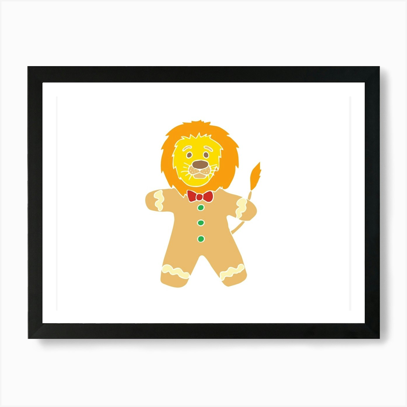 Gingerbread Lion, Fun Circus Animal Framed Wall Art Poster Canvas Print Picture