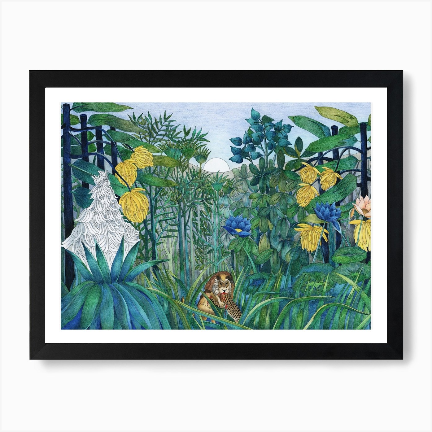 The Repast Of The Lion, Henri Rouss Framed Wall Art Poster Canvas Print Picture