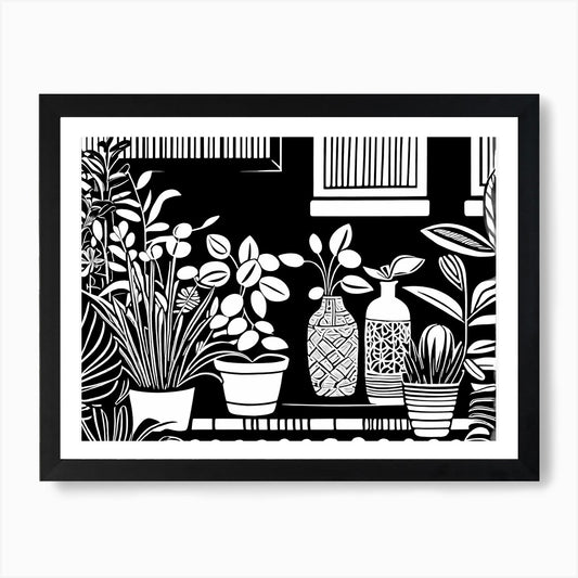 Lion cut inspired Black and white G Framed Wall Art Poster Canvas Print Picture