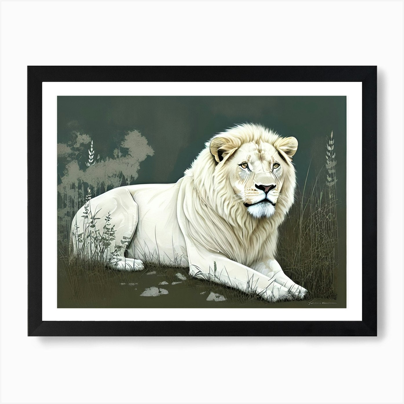 White Lion 22 Art Print Framed Wall Art Poster Canvas Print Picture