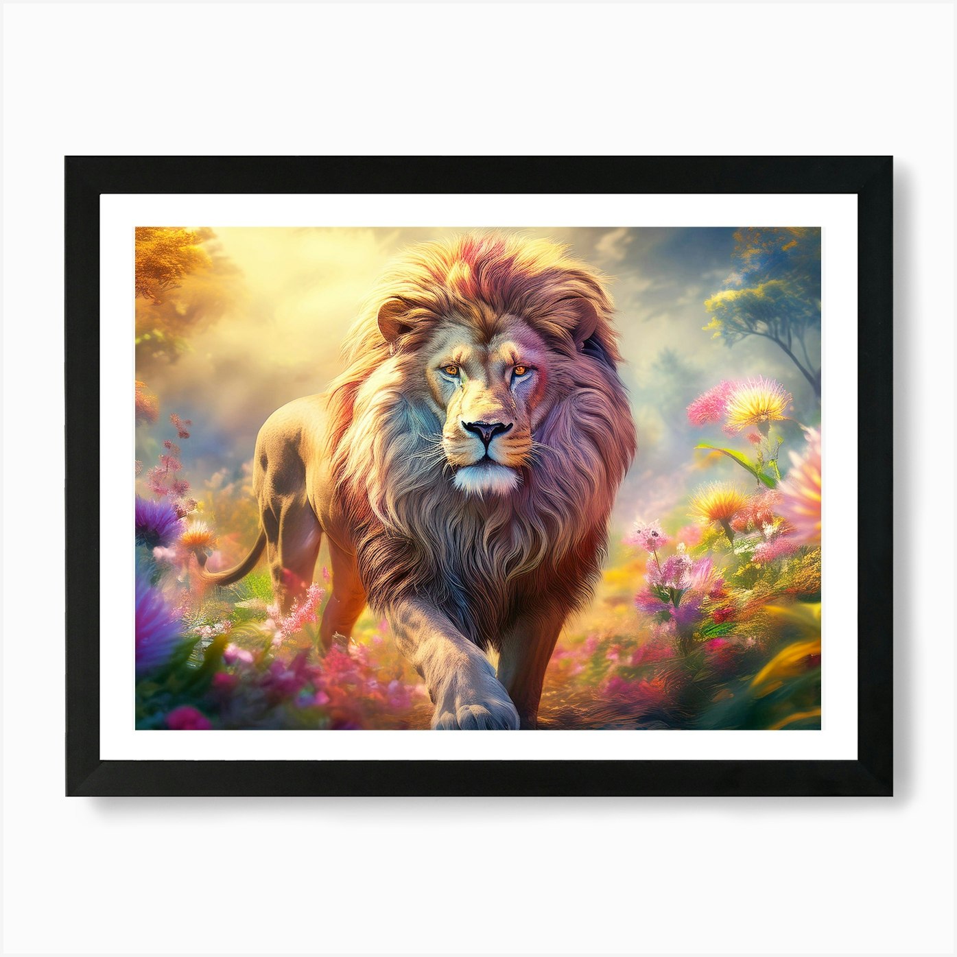 Majestic Lion 02 - AfriDesigns Art  Framed Wall Art Poster Canvas Print Picture