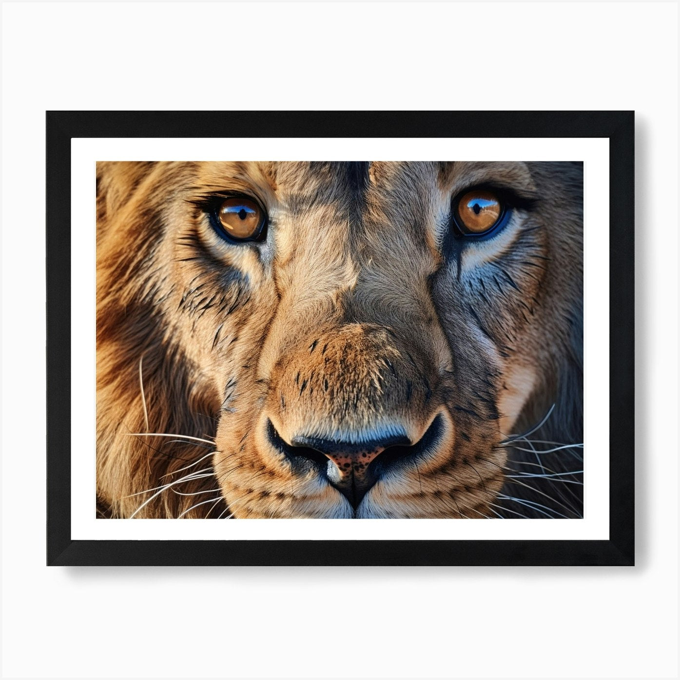 African Lion Eyes Realism Painting2 Framed Wall Art Poster Canvas Print Picture
