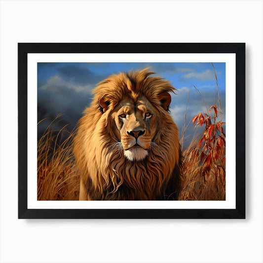 African Lion Close Up Realism 4 Art Framed Wall Art Poster Canvas Print Picture