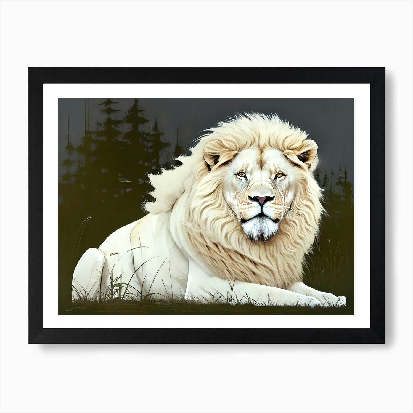 White Lion 25 Art Print Framed Wall Art Poster Canvas Print Picture