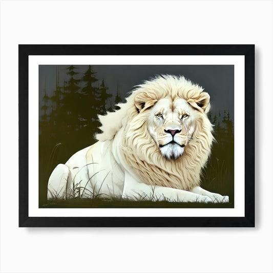 White Lion 25 Art Print Framed Wall Art Poster Canvas Print Picture