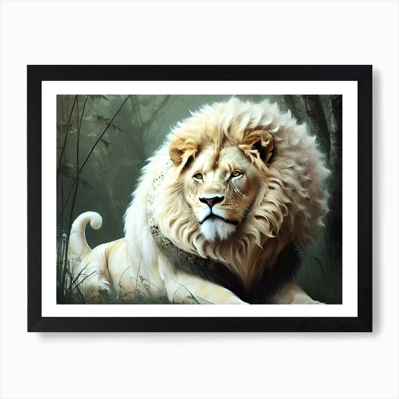 Lion In The Woods 2 Art Print Framed Wall Art Poster Canvas Print Picture