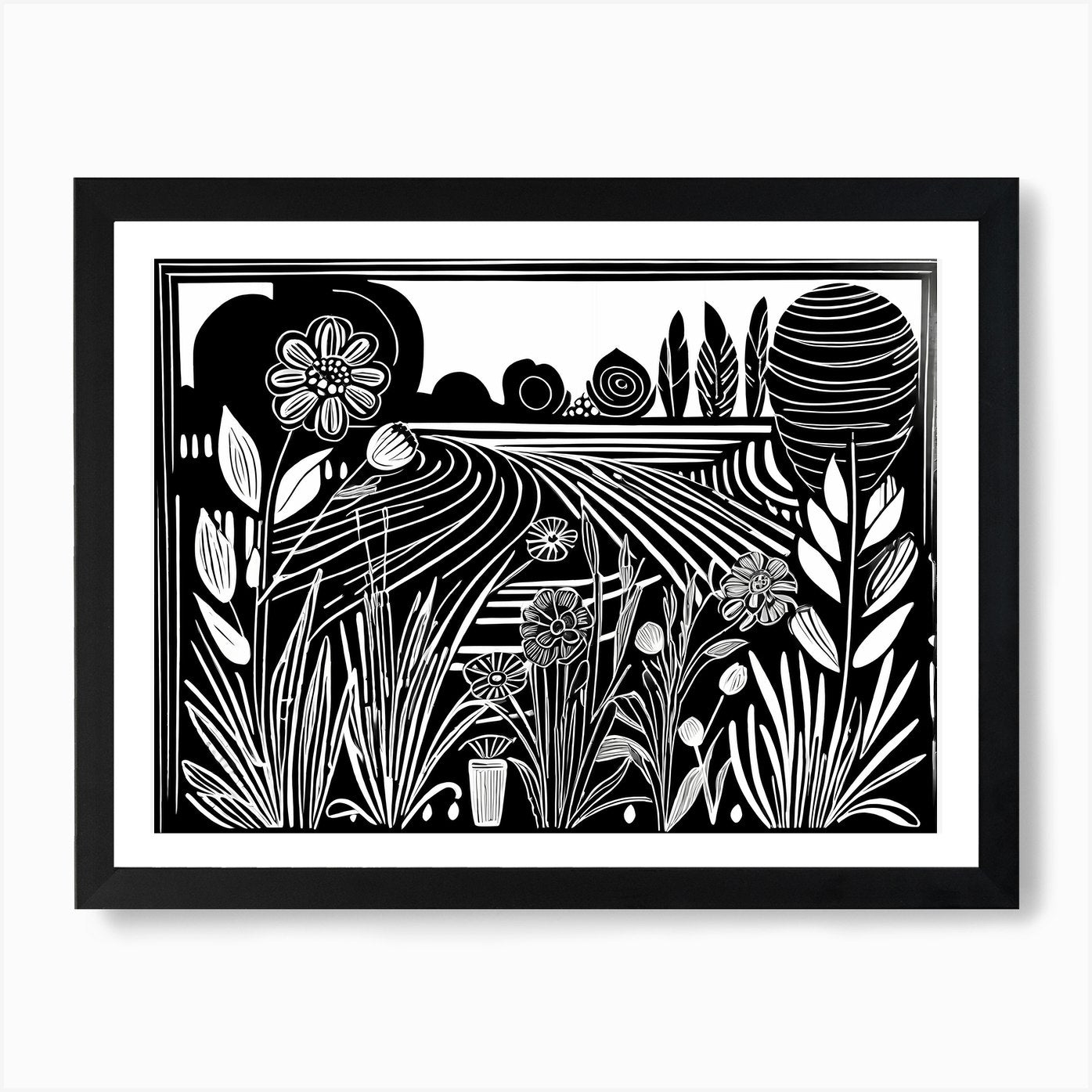 Lion cut inspired Black and white G Framed Wall Art Poster Canvas Print Picture