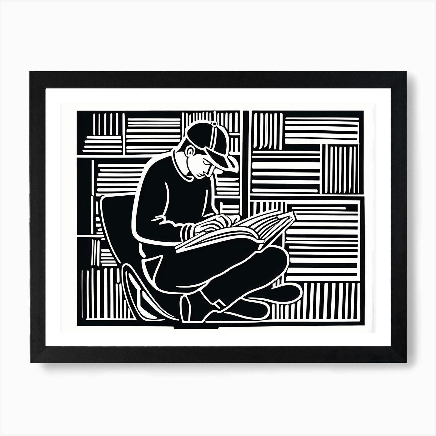 Lion cut inspired Black and white S Framed Wall Art Poster Canvas Print Picture