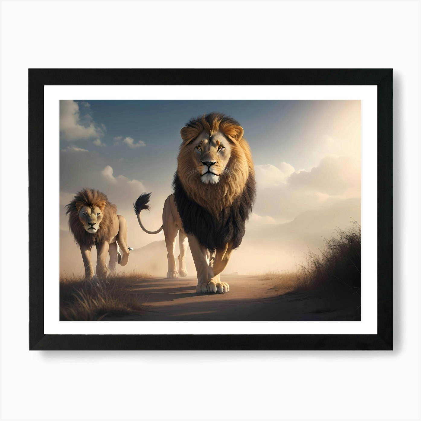 Lions Art Print Framed Wall Art Poster Canvas Print Picture