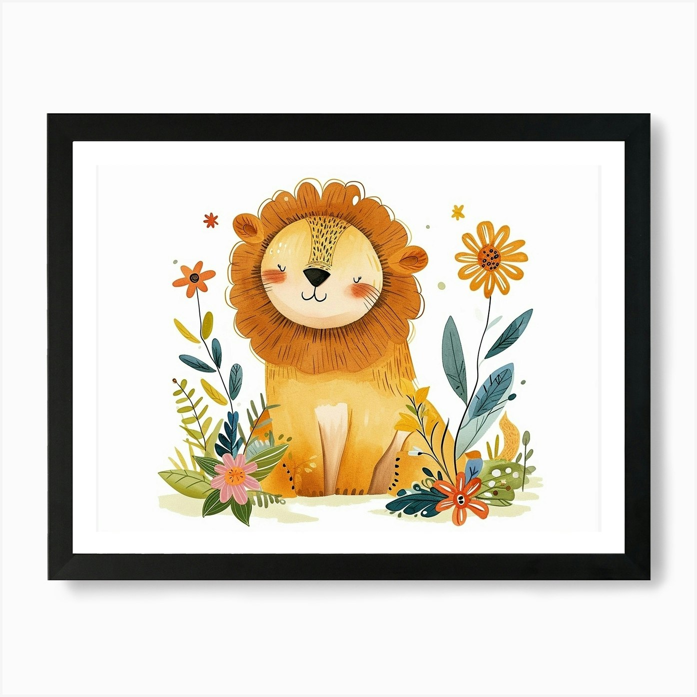 Little Floral Sea Lion 2 Art Print Framed Wall Art Poster Canvas Print Picture