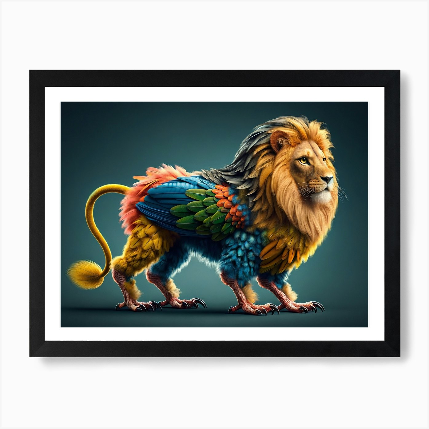 Ethereal Bird Lion Art Print Framed Wall Art Poster Canvas Print Picture