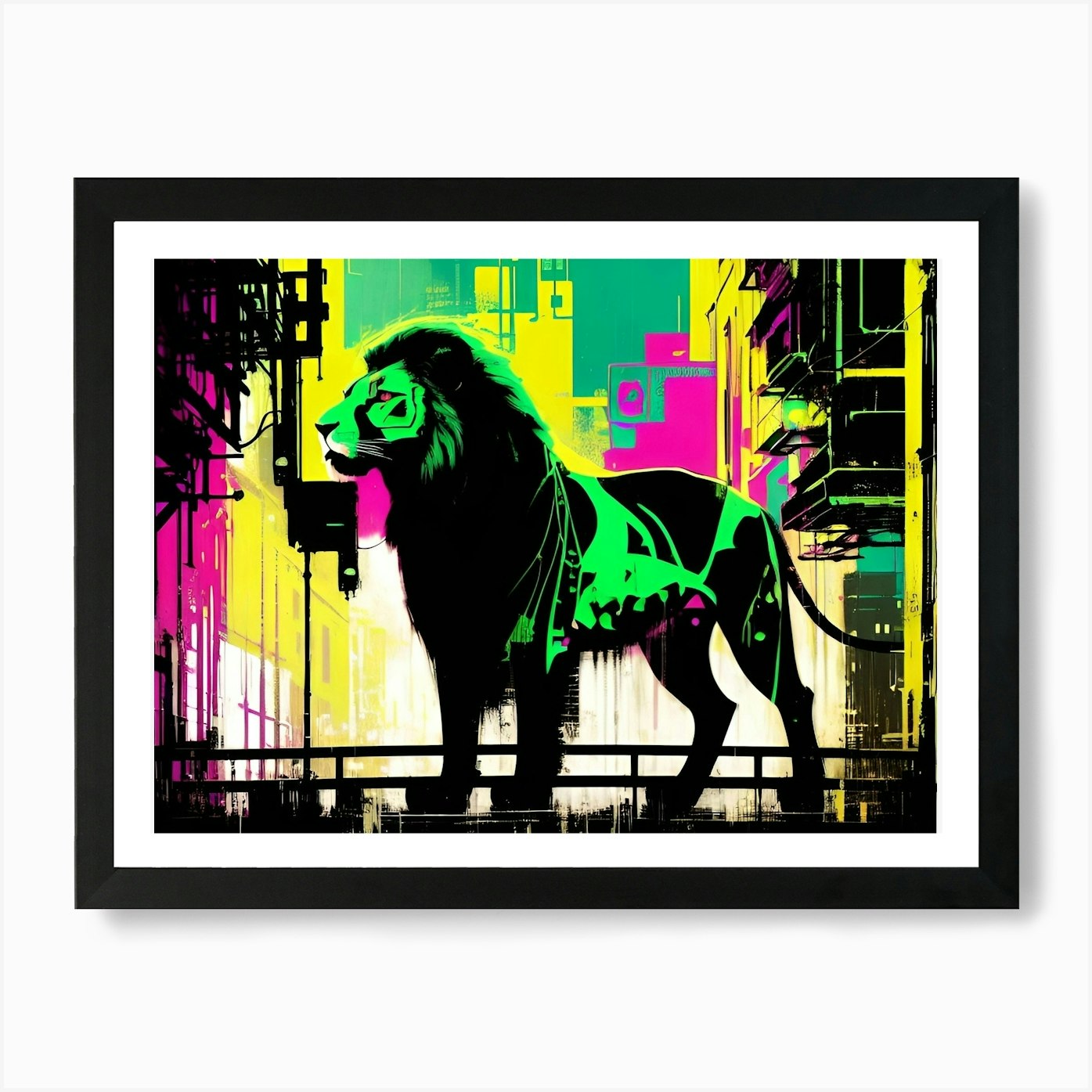 Neon Lion 8 Art Print Framed Wall Art Poster Canvas Print Picture