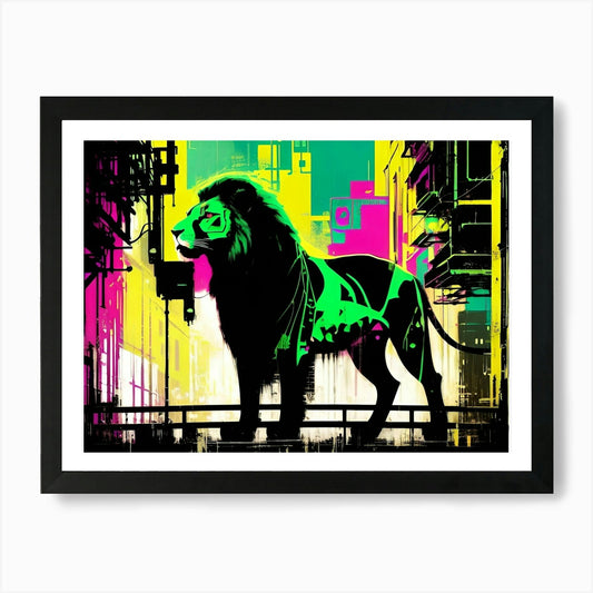 Neon Lion 8 Art Print Framed Wall Art Poster Canvas Print Picture