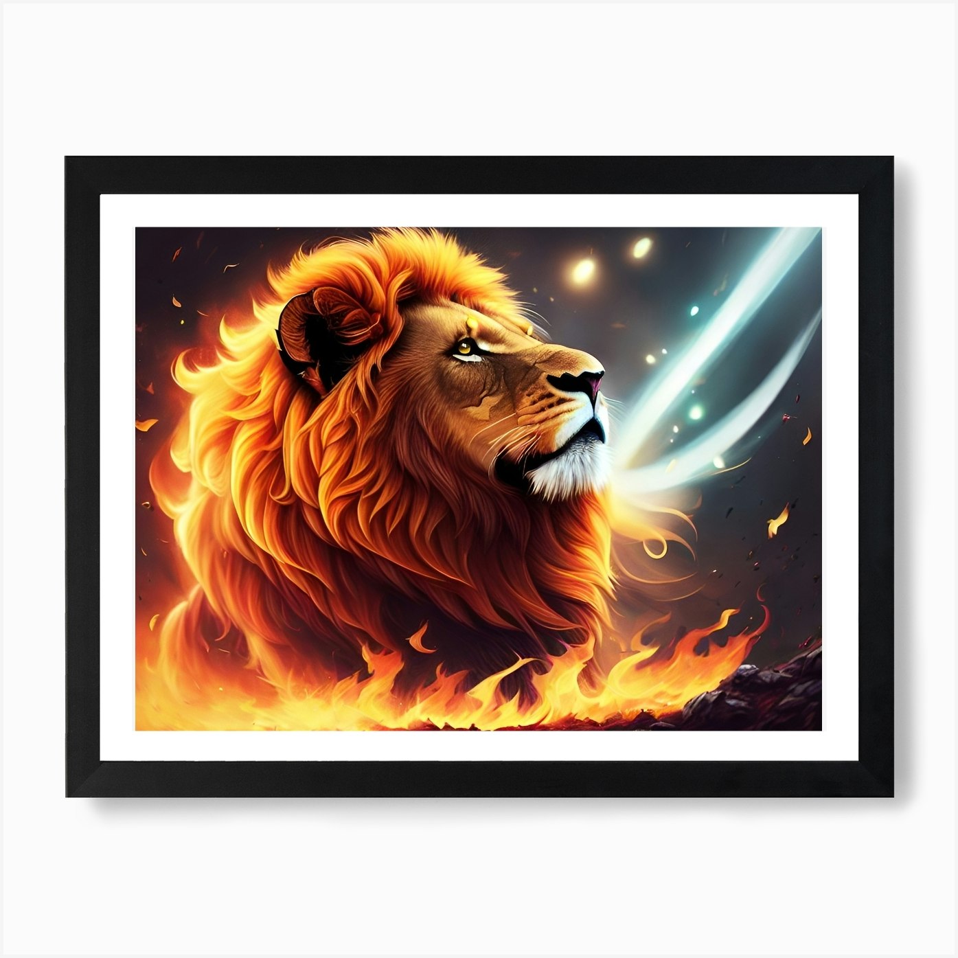 Lion With Sword Art Print Framed Wall Art Poster Canvas Print Picture