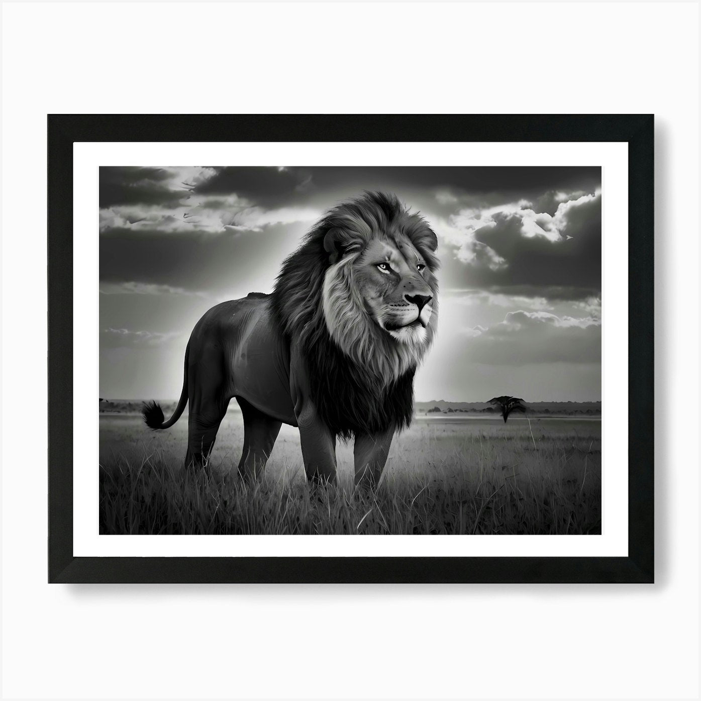 Lion In The Grass Art Print Framed Wall Art Poster Canvas Print Picture