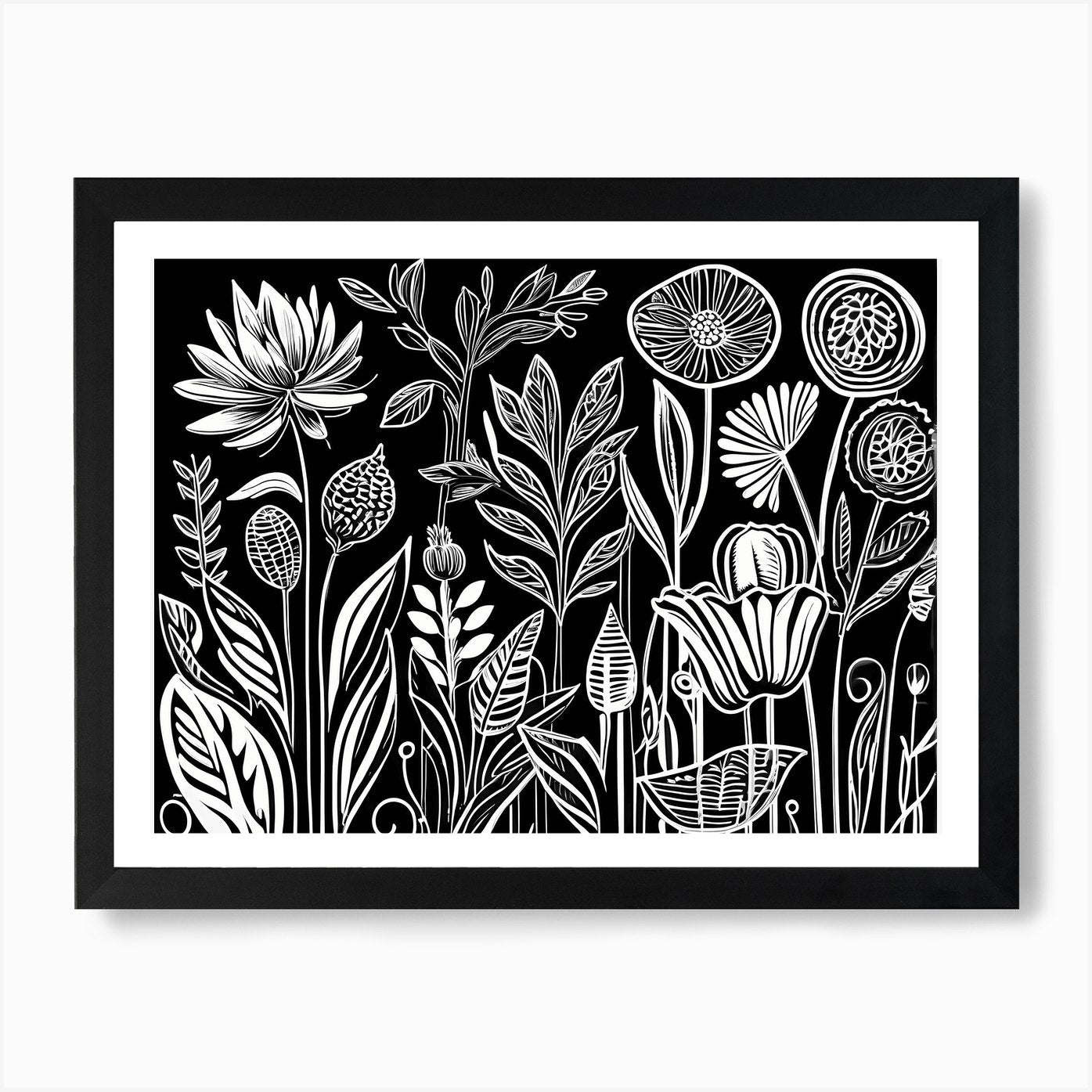 Lion cut inspired Black and white G Framed Wall Art Poster Canvas Print Picture