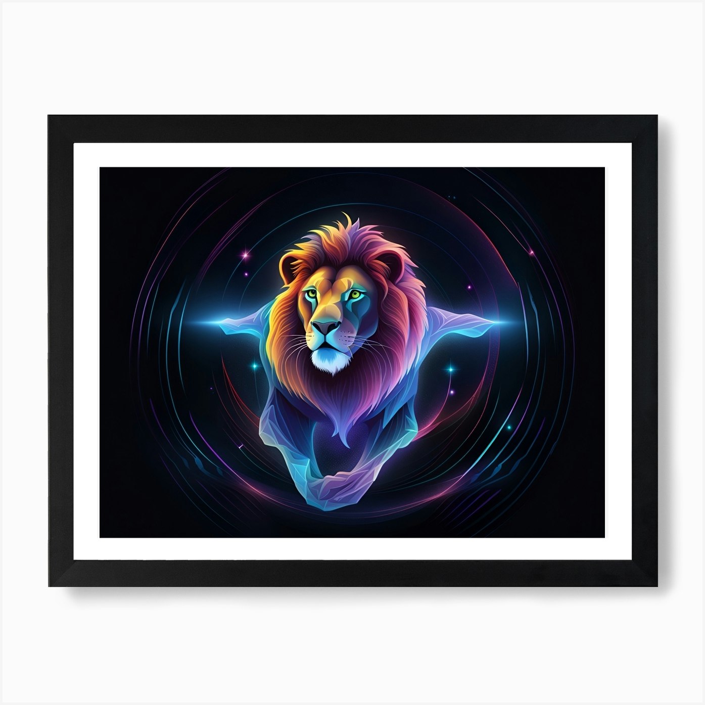 Lion In Space Art Print Framed Wall Art Poster Canvas Print Picture
