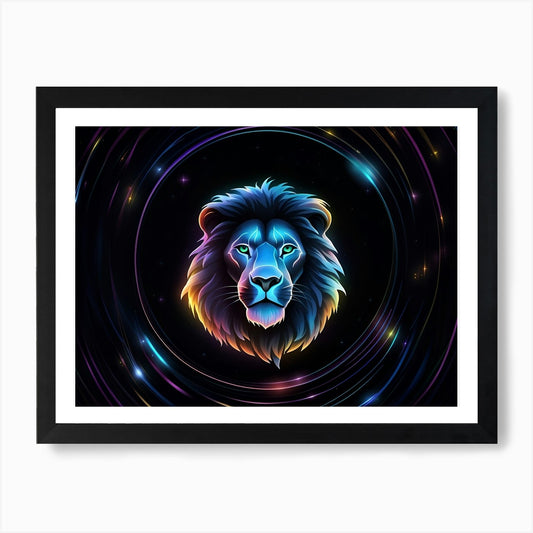Neon Lion 4 Art Print Framed Wall Art Poster Canvas Print Picture