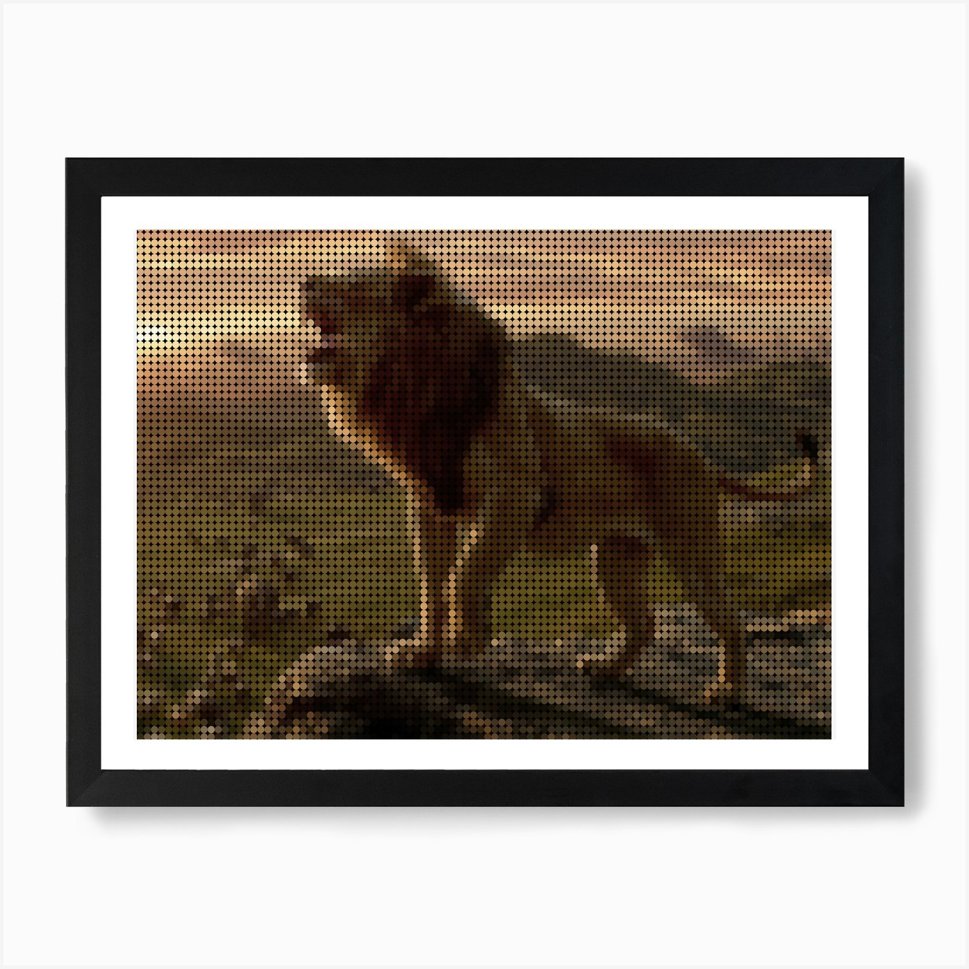 The Lion King In A Dots Art Style A Framed Wall Art Poster Canvas Print Picture