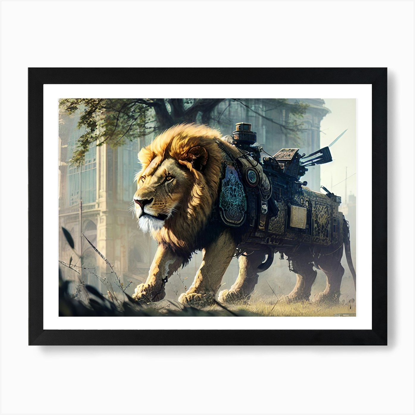Steampunk Lion Art Print Framed Wall Art Poster Canvas Print Picture