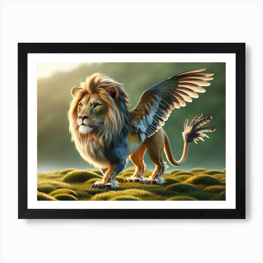 Fantasy Lion Bird Art Print Framed Wall Art Poster Canvas Print Picture